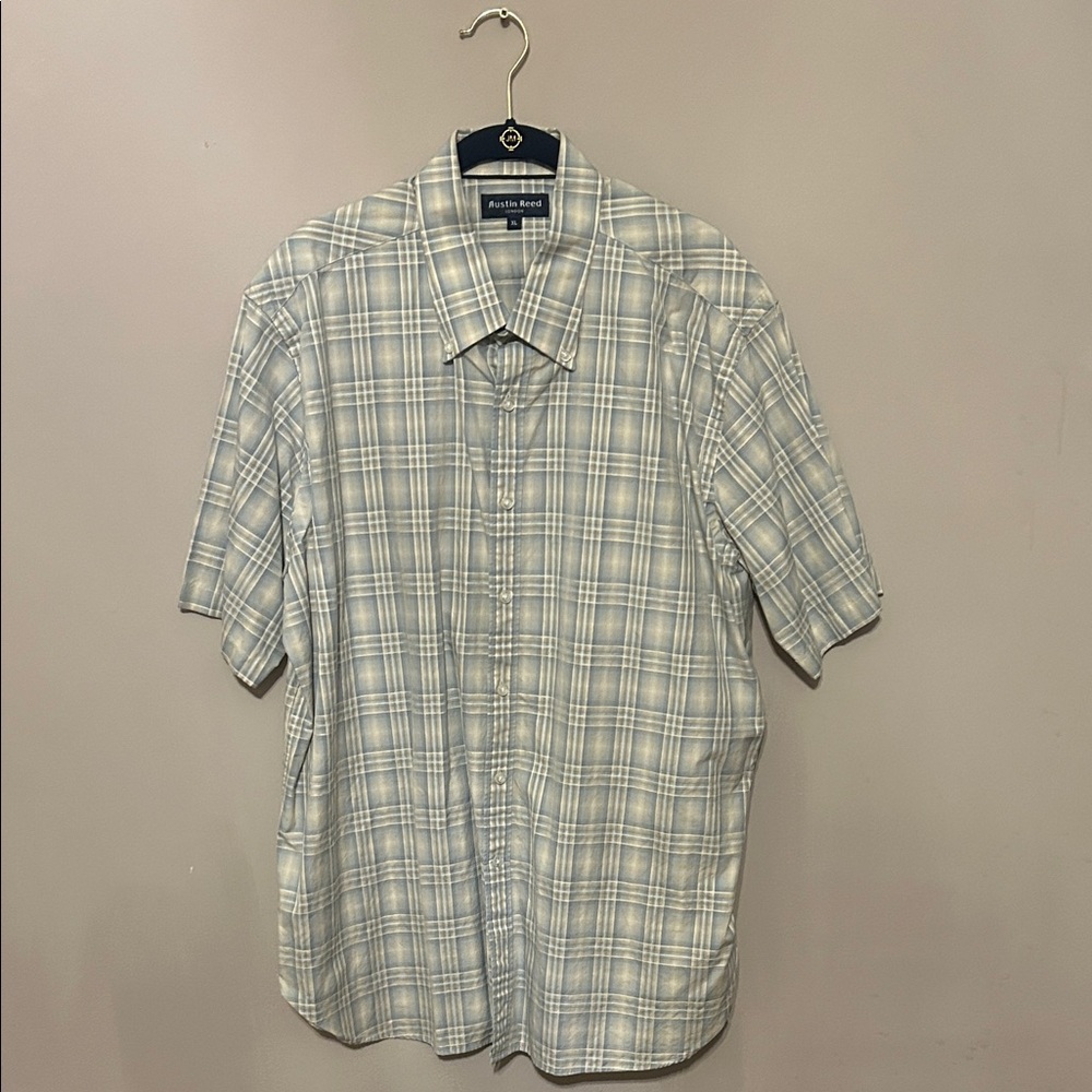 Austin Reed Men's Blue Plaid Casual Shirt